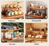 BambuCasa 2-Tier Bamboo Shelf – Kitchen & Tea Room Organizer with Handles