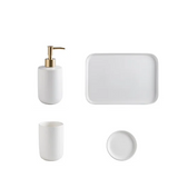 ScandiLuxe 4-Piece Scandinavian Bathroom Set – Ceramic Hygiene Essentials with Toothbrush Cup