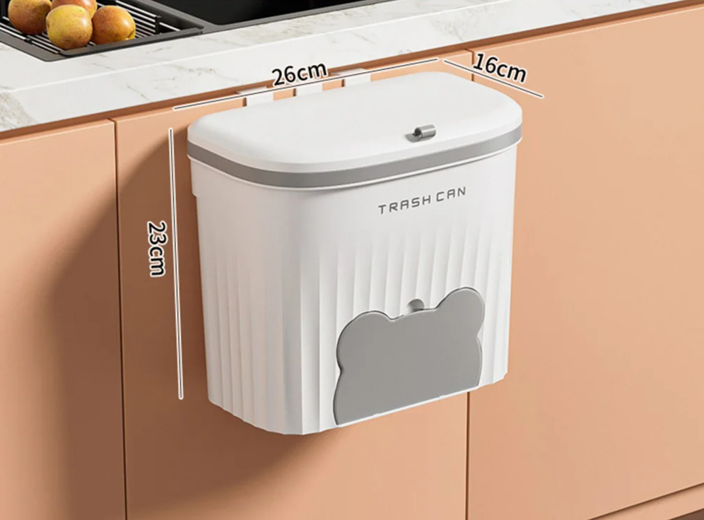 EcoBin Kitchen & Bathroom Wall Trash Can – 8.5L / 12L with Lid – Space-Saving Bin for Cabinets, Under-Sink & Compost