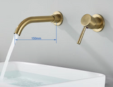 Aureva LuxaWall Elite – Brushed Gold Wall-Mount Concealed Bathroom Faucet | Solid Brass Luxury Sink Mixer