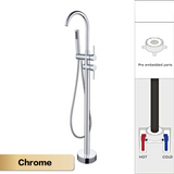 AITANA Luxury Floor-Mounted Faucet – Black Brass Bathroom Faucet, Dual Handle, Hot & Cold, 2 Functions