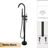 AITANA Luxury Floor-Mounted Faucet – Black Brass Bathroom Faucet, Dual Handle, Hot & Cold, 2 Functions