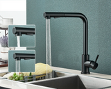 FlexiJet Black Pull-Out Kitchen Faucet – 360° Swivel, Dual Spray, Matte Black Stainless Steel