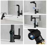 AquaGlow SmartFalls Digital Waterfall Bathroom Faucet – LED Temperature Display, Lift Spout & Adjustable Spray, Hot & Cold Mixer