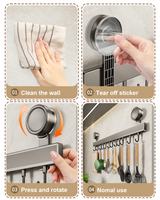 ChefSpace Kitchen Wall Hook Rail – No-Drill Hanging Organizer for Utensils
