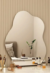 NordiGlow AuraCurve LED Wall Mirror – Scandinavian Irregular Lighted Vanity Mirror for Bathroom, Bedroom & Living Room