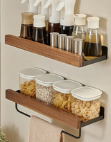 CulinaWood Kitchen Wall Shelf – No-Drill Organizer for Spices, Cutting Boards & Kitchen Essentials