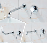 Quyanre Wall Mounted Basin Faucet Brushed Gold – Concealed Mixer Tap | 360° Rotating Spout | Single Handle Bathroom Fixture