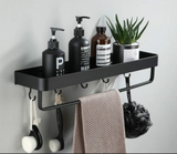 AlumaNest Matte Black Aluminum Corner Shower Shelf – Drill-Free 3-Tier Bathroom & Kitchen Wall Organizer