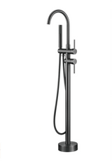 AITANA Luxury Floor-Mounted Faucet – Black Brass Bathroom Faucet, Dual Handle, Hot & Cold, 2 Functions