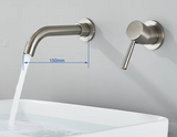 Aureva LuxaWall Elite – Brushed Gold Wall-Mount Concealed Bathroom Faucet | Solid Brass Luxury Sink Mixer