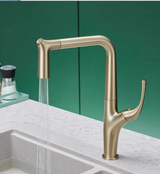 AquaLuxe – Luxury Pull-Out Kitchen Faucet | Brushed Gold & Black