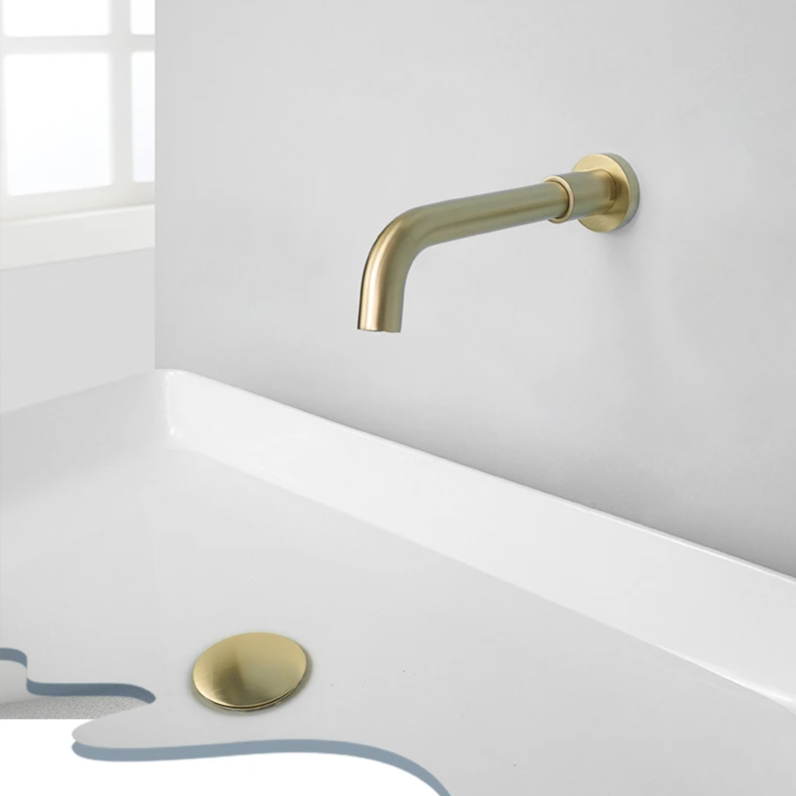 Wall-Mounted Sink Spout in Solid Brass – Modern Replacement Outlet in Multiple Length Options