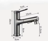 Pull-Out Bathroom Sink Faucet with Oral Rinse Function and Hot Cold Mixer