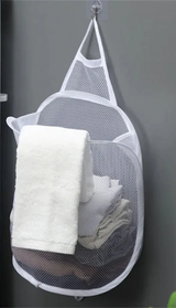 FlexiStore Foldable Hanging Laundry Basket – Breathable Mesh Bag for Clothes & Organization