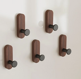NordicWood Wall Hooks – Walnut Wood, Self-Adhesive & Multifunctional (2 or 5 Pieces)