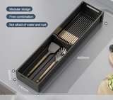 SlideDry Adjustable Pull-Out Dish & Utensil Organizer – Kitchen Drawer & Cabinet Storage Solution