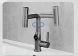 AquaGlow SmartFalls Digital Waterfall Bathroom Faucet – LED Temperature Display, Lift Spout & Adjustable Spray, Hot & Cold Mixer