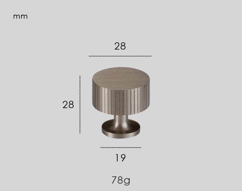 Nurlin Solid Brass Furniture Knobs – Art Deco Line Design in Gold, Silver, Bronze & Black