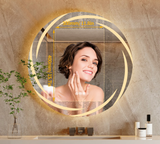 GlowRound ClearView LED Bathroom Mirror – Anti-Fog Round Lighted Vanity Mirror with 3 Color Lighting Modes (24” / 32”)
