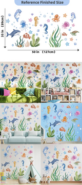 SeaWorld 3D Underwater Wall Stickers – Turtle, Dolphin & Fish Kids Room Décor