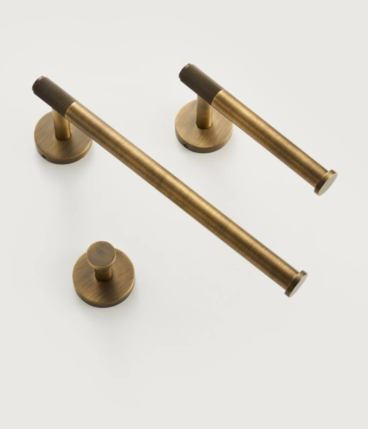 Antique Bronze Knurled Brass Bathroom Hardware Set – Towel Rack, Toilet Paper Holder & Wall Hooks | Vintage Luxury | Durable Metal
