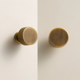 Nurlin Solid Brass Furniture Knobs – Art Deco Line Design in Gold, Silver, Bronze & Black
