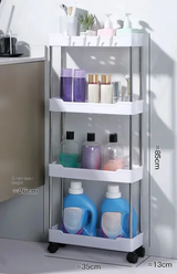 SlimSlide SpaceSaver 4-Tier Rolling Storage Cart – Ultra-Slim Mobile Organizer for Bathroom, Kitchen & Small Spaces