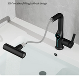 AquaGlow SmartFalls Digital Waterfall Bathroom Faucet – LED Temperature Display, Lift Spout & Adjustable Spray, Hot & Cold Mixer