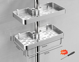 Drill-Free Aluminum Shower Caddy Shelf with Towel Bar – Double Layer Bathroom Organizer | Rustproof | Strong Adhesive Mount