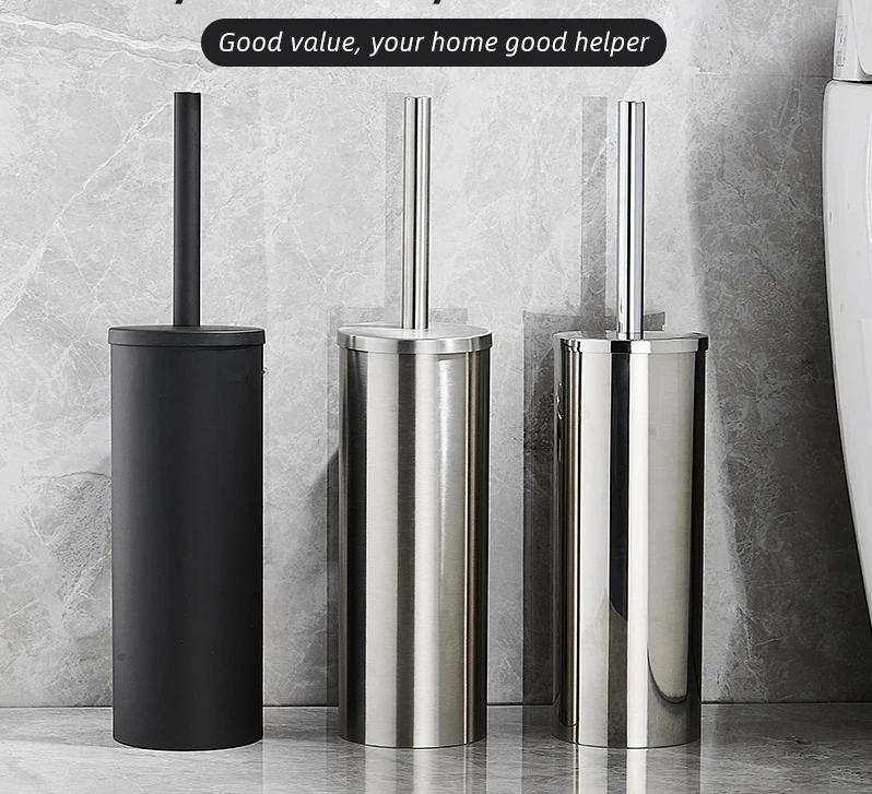 PureSteel Wall-Mounted Toilet Brush Set – Matte Black Stainless Steel Bathroom Cleaner with Holder