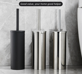 PureSteel Wall-Mounted Toilet Brush Set – Matte Black Stainless Steel Bathroom Cleaner with Holder