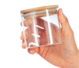 Modern Glass Food Storage Jar Set with Wooden Lids – Airtight Kitchen Containers | Freshness Seal | Multi-Grain Storage