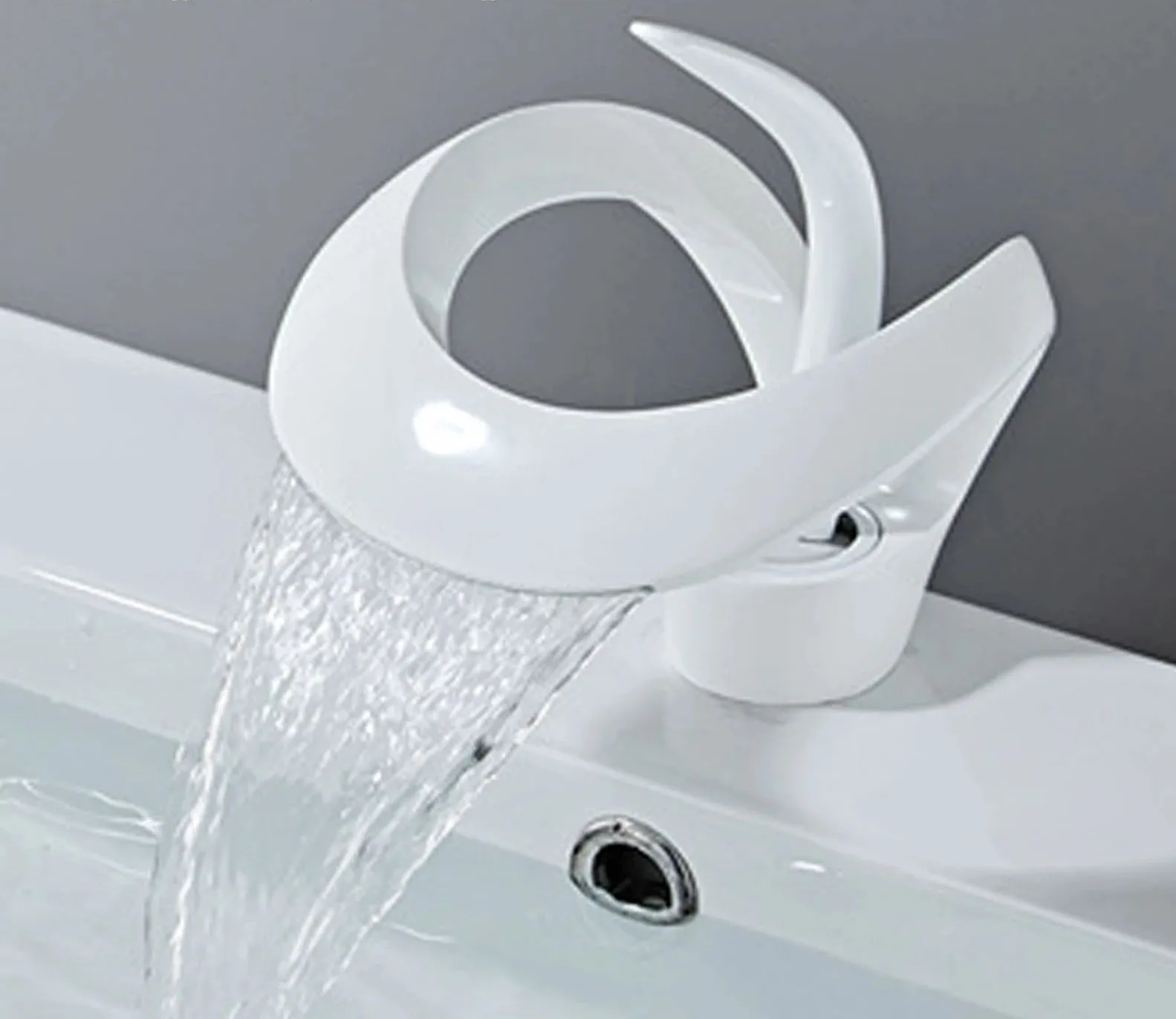 AquaLuxe Waterfall Faucet – Modern White Design with Warm & Cold Water Control
