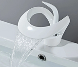 AquaLuxe Waterfall Faucet – Modern White Design with Warm & Cold Water Control