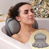 AquaComfort Luxury Bath Pillow – 3D Air Mesh | Neck & Back Support, Suction Cups, Machine Washable