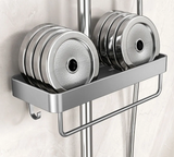 Drill-Free Aluminum Shower Caddy Shelf with Towel Bar – Double Layer Bathroom Organizer | Rustproof | Strong Adhesive Mount