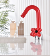 AUREVO Dual-Handle Washbasin Faucet – Luxury Rotatable Brass Mixer (Red/Green, Chrome Finish)