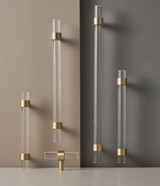 Modern Brass & Acrylic Furniture Handle – Transparent, Black or White Decorative Pull with Custom Extension