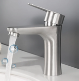 Premium Stainless Steel Bathroom Sink Mixer Tap with Hot and Cold Water Control