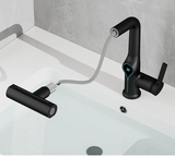 Digital Temperature Display Waterfall Bathroom Sink Faucet with Adjustable Spout Mixer