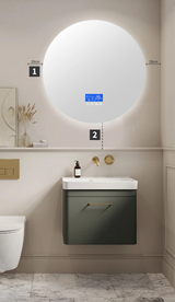 LumiTemp 24” Round Smart LED Bathroom Mirror – Anti-Fog Lighted Vanity Mirror with Temperature Display & 3-Level Dimmable Brightness