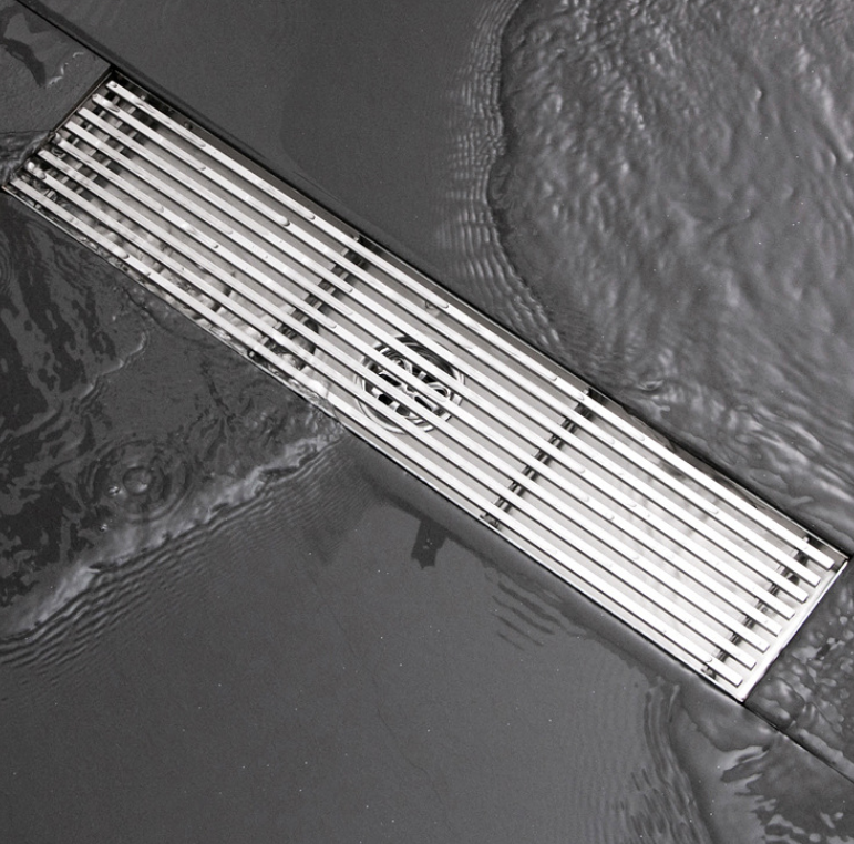 LuxoDrain Tile-In Linear Shower Drain – 600mm Brushed Gold & Grey SUS304 Stainless Steel
