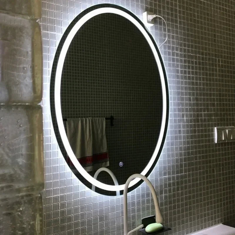 LumiCurve Pro LED Vanity Mirror – Frameless Oval Lighted Bathroom Mirror with Magnification & Anti-Fog